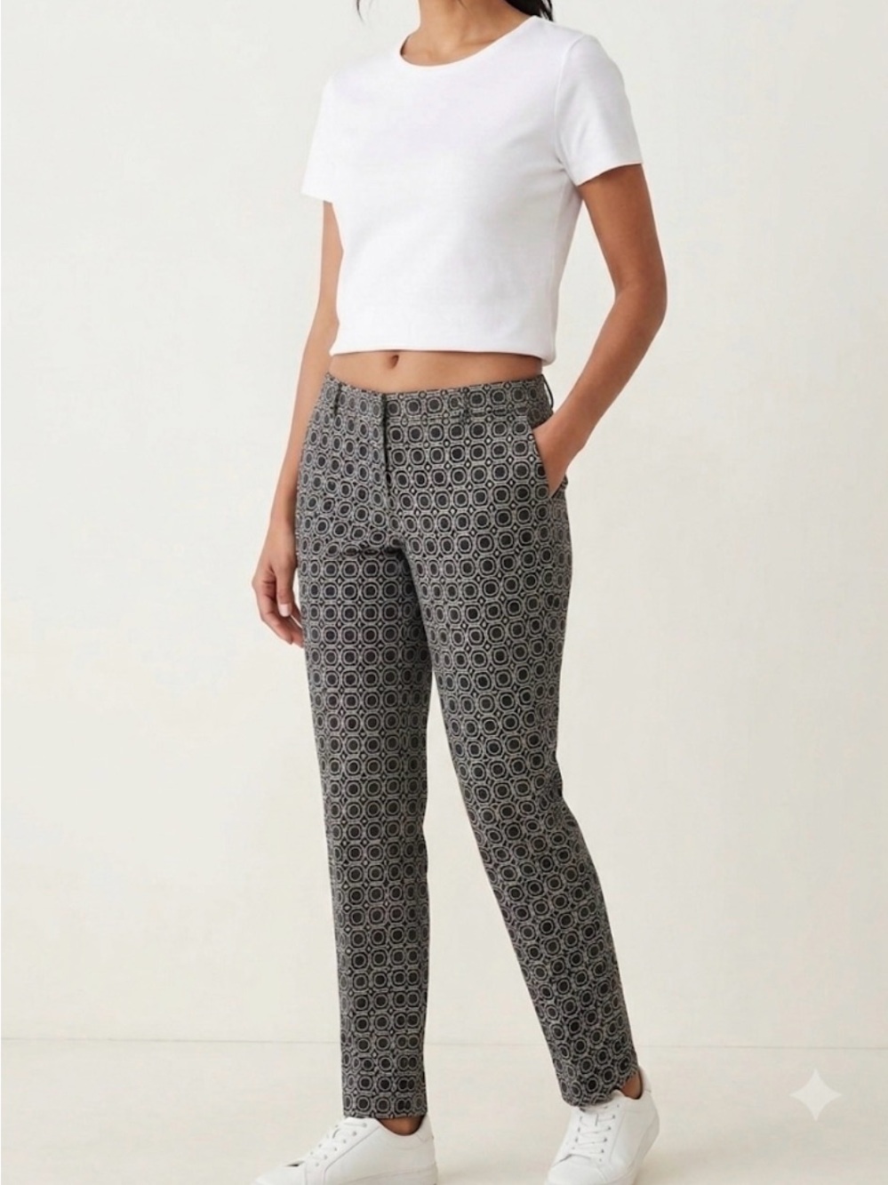 Coldwater Creek Geometric Boho Pants - Black & Cream 12P - Picture 1 of 11
